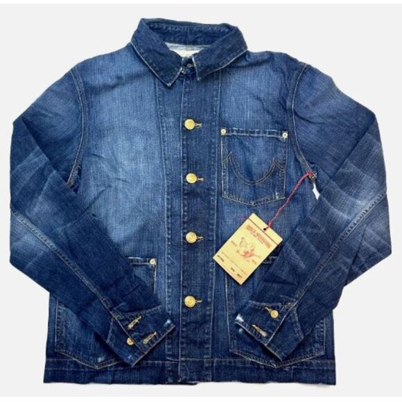 True Religion Dino Denim Jacket Men's Size XL 100% Cotton Blue New